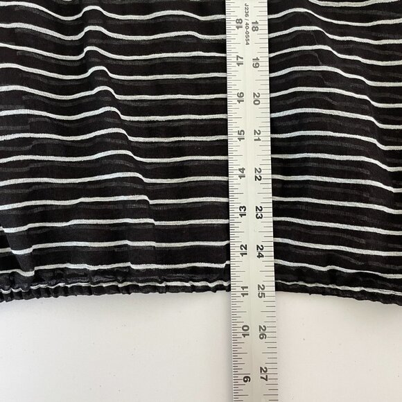 Ann Taylor Loft Blouse Size M Black White Striped 3/4 Sleeve Elastic Waist Top - Picture 12 of 12